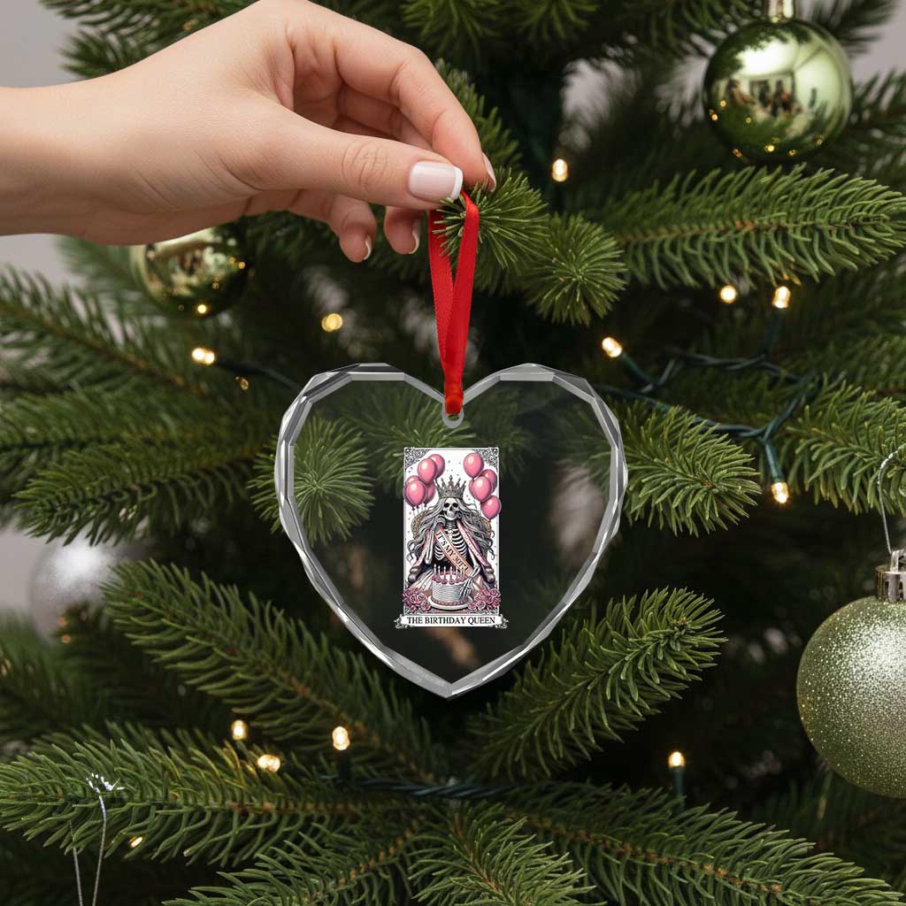Funny 30th Birthday Queen Tarot Card Heart Crystal Glass Ornament Gothic Skeleton Dark Humor Gift