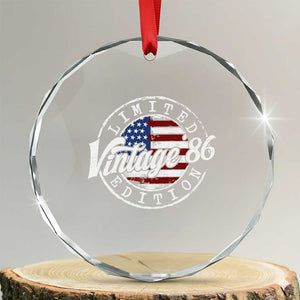 Funny 40th Birthday Crystal Glass Ornament Vintage 1986 Stamp 40 Years Old American Flag TS11 Transparent Glass 3'' Circle Print Your Wear