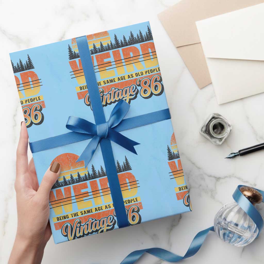 Funny 40th Birthday Wrapping Paper Roll Retro 1986 Weird Being The Same Age As Old People TS10 Light Blue Print Your Wear