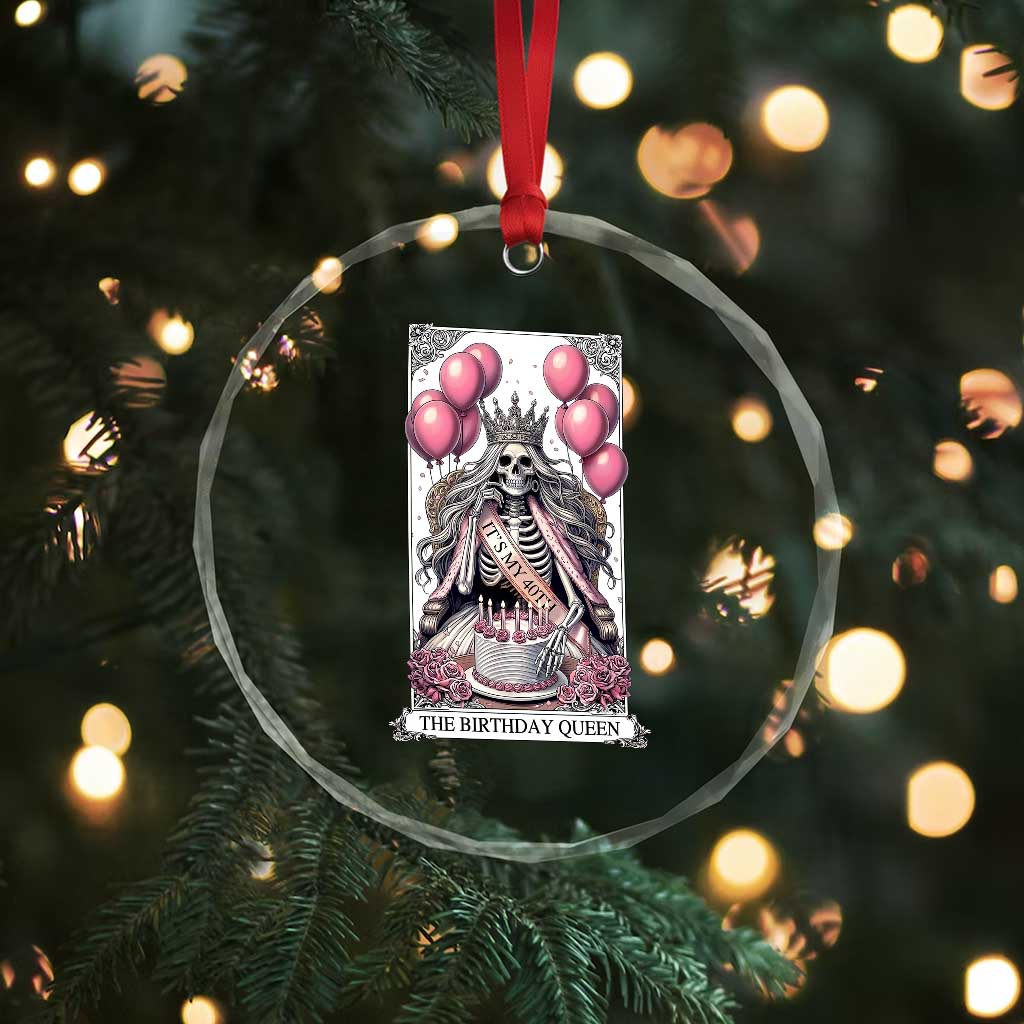 Funny 40th Birthday Queen Tarot Card Crystal Glass Ornament Gothic Skeleton Dark Humor Gift