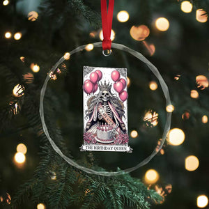 Funny 45th Birthday Queen Tarot Card Crystal Glass Ornament Gothic Skeleton Dark Humor Gift