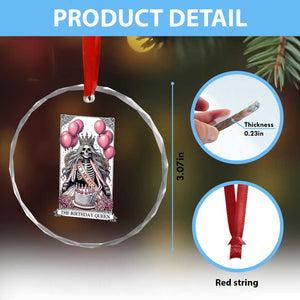 Funny 45th Birthday Queen Tarot Card Crystal Glass Ornament Gothic Skeleton Dark Humor Gift