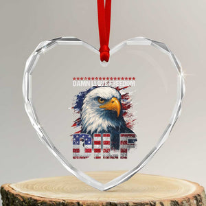 Funny 4th Of July DILF Damn I Love Freedom Heart Crystal Glass Ornament Vintage Bald Eagle 4th Of July - Print Your Wear