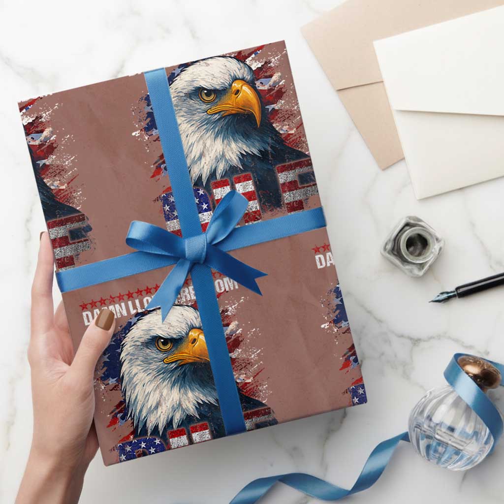Funny 4th Of July DILF Damn I Love Freedom Wrapping Paper Roll Vintage Bald Eagle 4th Of July TS11 Mocha Print Your Wear
