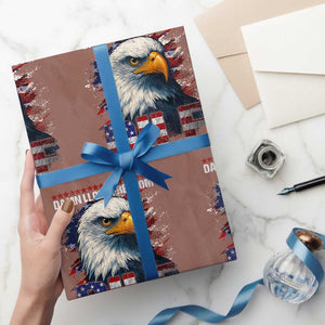 Funny 4th Of July DILF Damn I Love Freedom Wrapping Paper Roll Vintage Bald Eagle 4th Of July - Print Your Wear