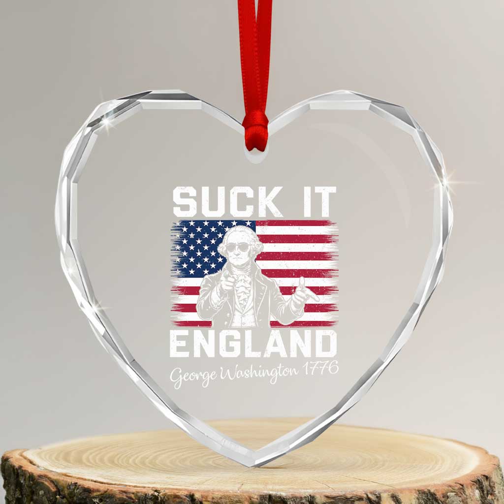 Funny 4th Of July George Washington Heart Crystal Glass Ornament Suck It England TS12 Transparent Glass 3'' Heart Print Your Wear