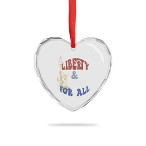 Funny 4th of July Liberty And Justice For All Heart Crystal Glass Ornament Statue Of Liberty - Print Your Wear