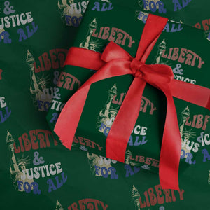 Funny 4th of July Liberty And Justice For All Wrapping Paper Roll Statue Of Liberty TS11 Green Print Your Wear