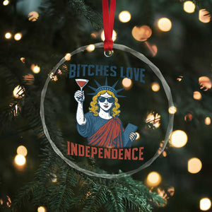 Funny 4th of July Statue of Liberty Cocktail Crystal Glass Ornament Retro Bitches Love Independence TS02 Print Your Wear