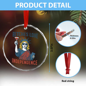 Funny 4th of July Statue of Liberty Cocktail Crystal Glass Ornament Retro Bitches Love Independence TS02 Print Your Wear