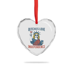 Funny 4th of July Statue of Liberty Cocktail Heart Crystal Glass Ornament Retro Bitches Love Independence TS02 Print Your Wear
