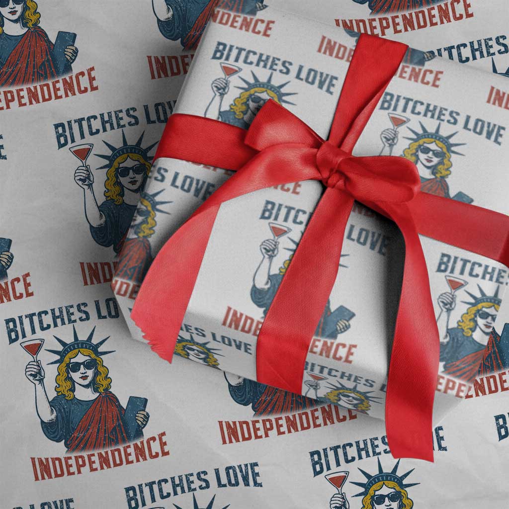 Funny 4th of July Statue of Liberty Cocktail Wrapping Paper Roll Retro Bitches Love Independence TS02 White Print Your Wear