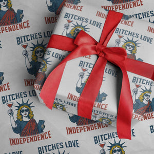 Funny 4th of July Statue of Liberty Cocktail Wrapping Paper Roll Retro Bitches Love Independence TS02 White Print Your Wear