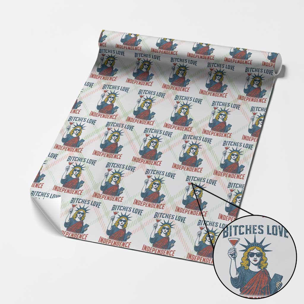 Funny 4th of July Statue of Liberty Cocktail Wrapping Paper Roll Retro Bitches Love Independence TS02 Christmas Plaid Print Your Wear