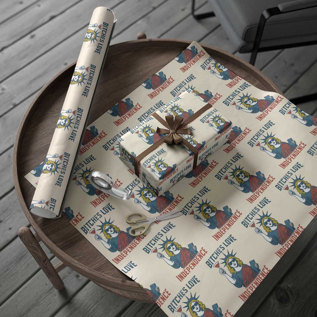 Funny 4th of July Statue of Liberty Cocktail Wrapping Paper Roll Retro Bitches Love Independence TS02 Beige Print Your Wear