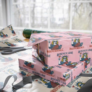 Funny 4th of July Statue of Liberty Cocktail Wrapping Paper Roll Retro Bitches Love Independence TS02 Light Pink Print Your Wear