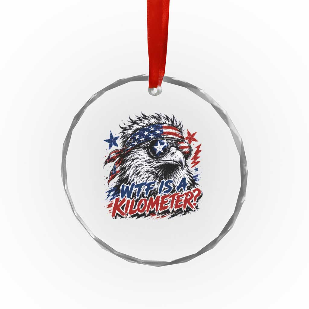 Funny 4th Of July WTF Is A Kilometer Crystal Glass Ornament Vintage USA Meme Patriotic Eagle Humor Independence Day TS10 Print Your Wear