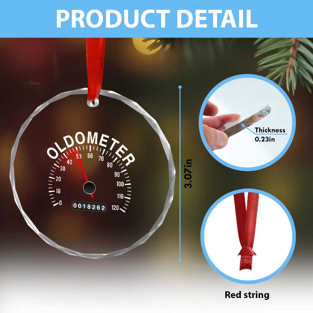Funny 50th Birthday Crystal Glass Ornament Oldometer Odometer 50 Year Old Joke TS10 Print Your Wear