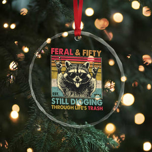 Funny 50th Birthday Crystal Glass Ornament Retro Racoon Feral And Fifty TS10 Print Your Wear