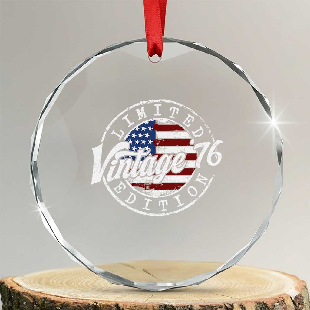 Funny 50th Birthday Crystal Glass Ornament Vintage 1976 Stamp 50 Years Old American Flag TS11 Transparent Glass 3'' Circle Print Your Wear