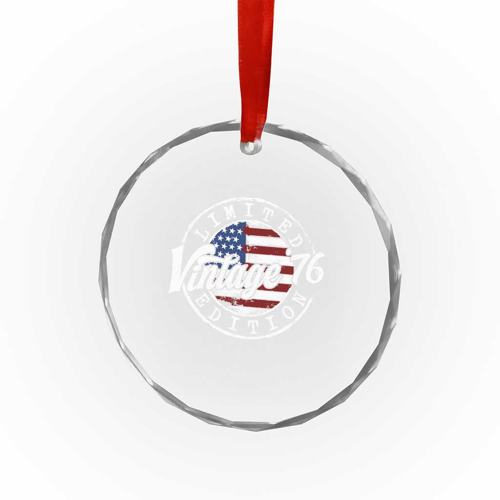 Funny 50th Birthday Crystal Glass Ornament Vintage 1976 Stamp 50 Years Old American Flag TS11 Print Your Wear