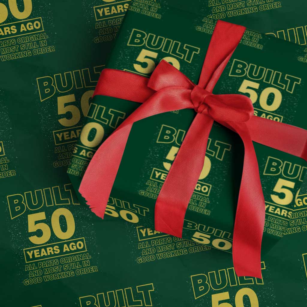 Funny 50th Birthday Wrapping Paper Roll Galaxy Built 50 Years Ago Parts Original TS10 Green Print Your Wear