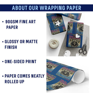 Funny 50th Birthday Wrapping Paper Roll Retro Racoon Feral And Fifty TS10 Print Your Wear