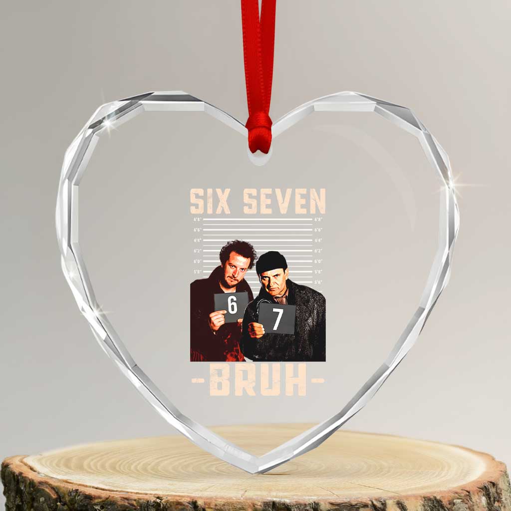 Funny 6 7 Meme Heart Crystal Glass Ornament Retro Home Christmas Movie Alone TS10 Transparent Glass 3'' Heart Print Your Wear