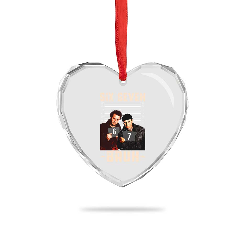 Funny 6 7 Meme Heart Crystal Glass Ornament Retro Home Christmas Movie Alone TS10 Print Your Wear