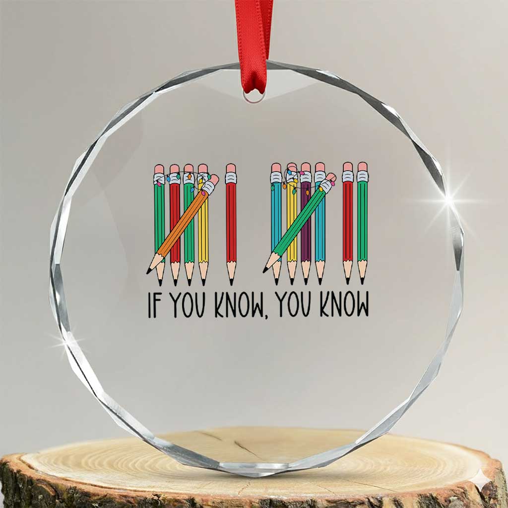 Funny 6 7 Pencil Humor Crystal Glass Ornament If You Know You Know Six Seven Joke TS02 Transparent Glass 3'' Circle Print Your Wear