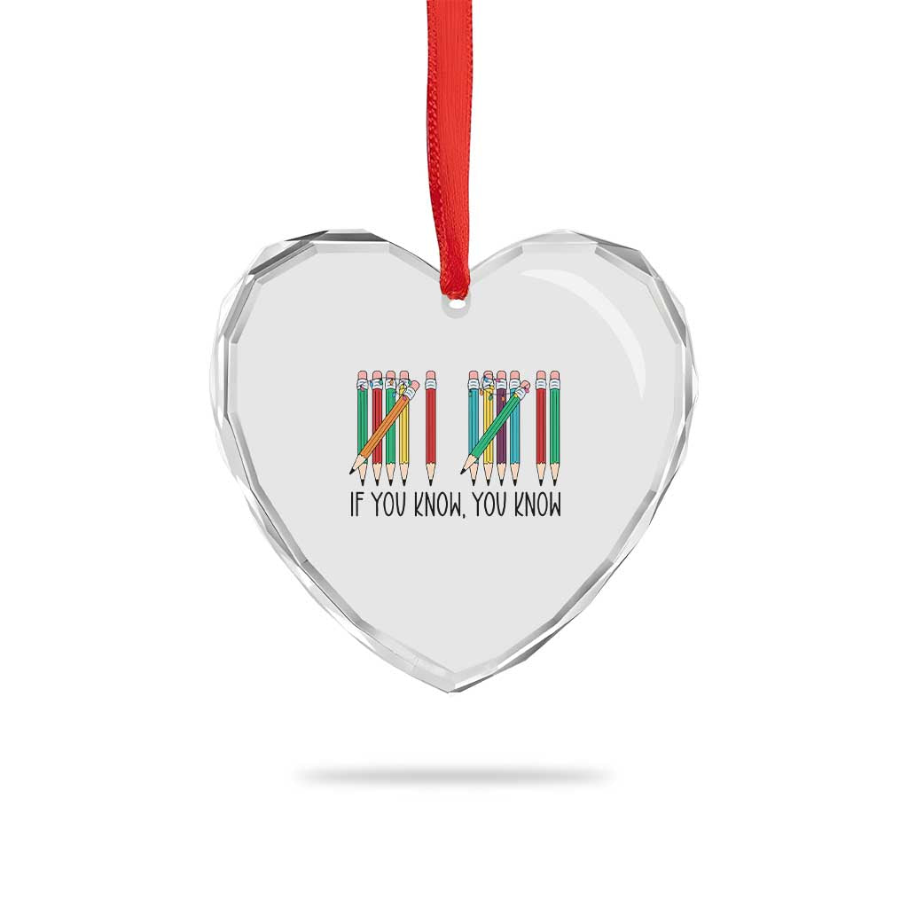 Funny 6 7 Pencil Humor Heart Crystal Glass Ornament If You Know You Know Six Seven Joke TS02 Print Your Wear