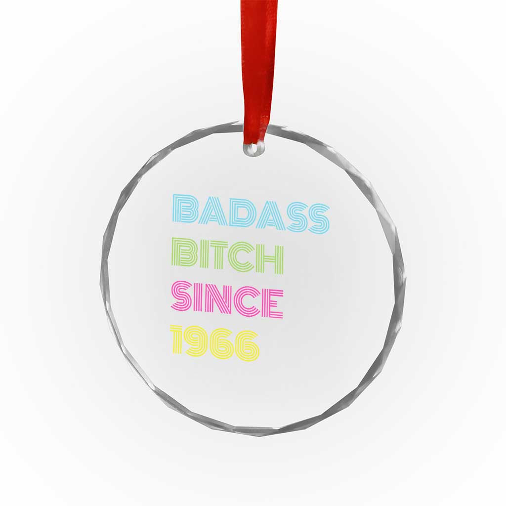 Funny 60th Birthday Crystal Glass Ornament Retro Vintage Badass Bih Since 1966 TS10 Print Your Wear