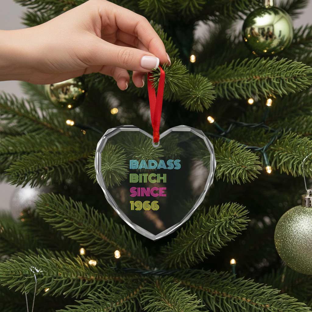 Funny 60th Birthday Heart Crystal Glass Ornament Retro Vintage Badass Bih Since 1966 TS10 Print Your Wear