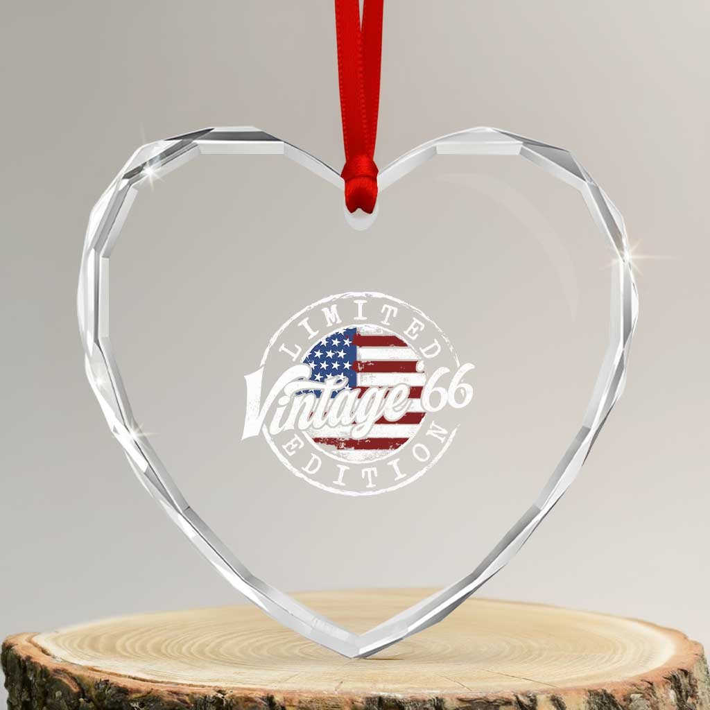 Funny 60th Birthday Heart Crystal Glass Ornament Vintage 1966 Stamp 60 Years Old American Flag TS11 Transparent Glass 3'' Heart Print Your Wear