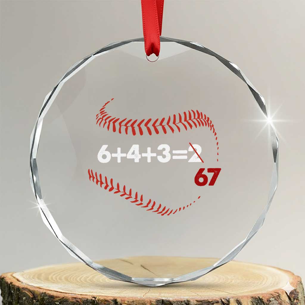 Funny 6432 67 Baseball Crystal Glass Ornament Double Play Outs Baseball Player TS11 Transparent Glass 3'' Circle Print Your Wear