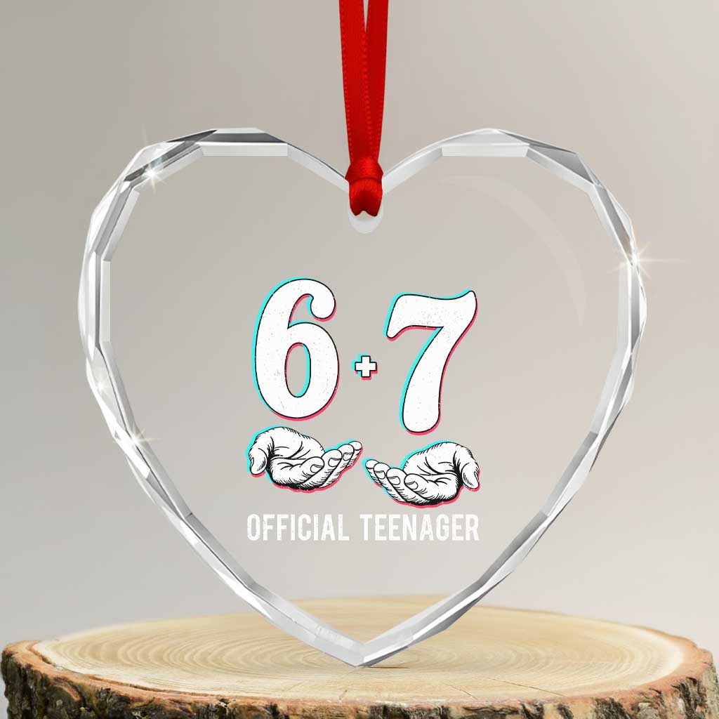 Funny 67 13th Birthday Heart Crystal Glass Ornament 6 7 Thirteen Year Old Official Teenager Hands TS11 Transparent Glass 3'' Heart Print Your Wear