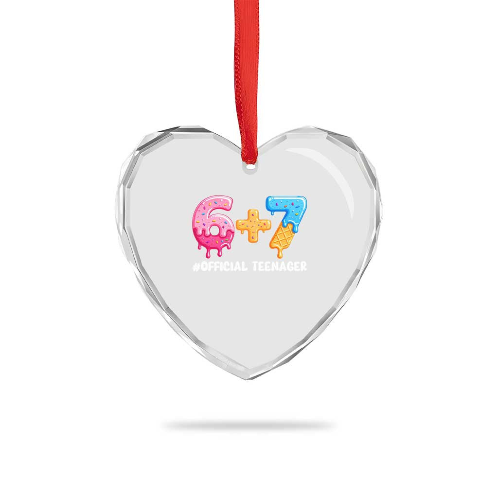 Funny 67 13th Birthday Official Teenager Heart Crystal Glass Ornament 6 7 Ice Cream Drip Meme Funny Six Seven 13 Years Old TS10 Print Your Wear