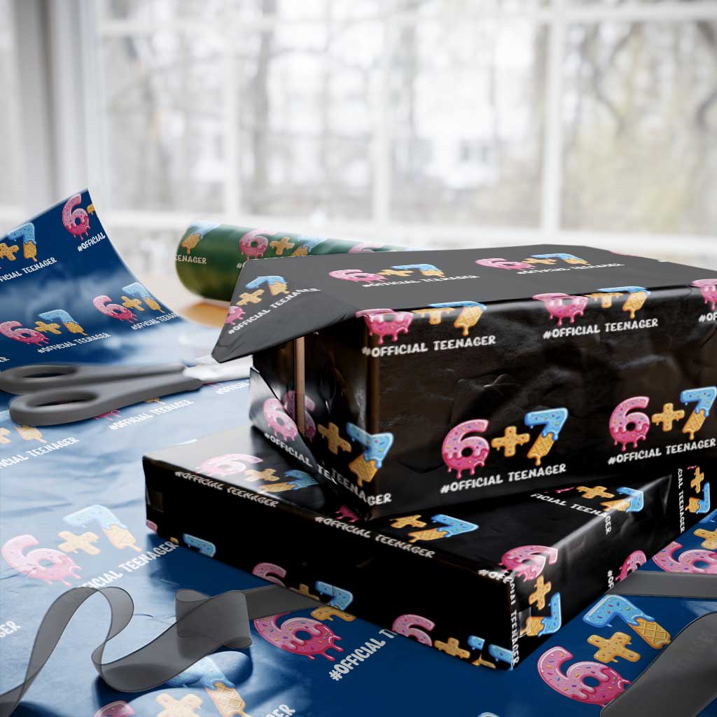 Funny 67 13th Birthday Official Teenager Wrapping Paper Roll 6 7 Ice Cream Drip Meme Funny Six Seven 13 Years Old TS10 Black Print Your Wear