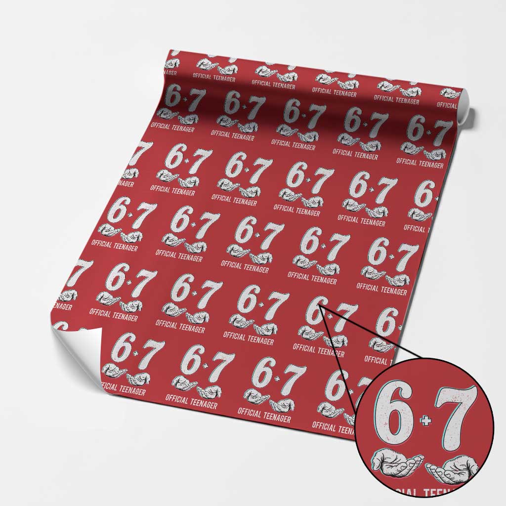 Funny 67 13th Birthday Wrapping Paper Roll 6 7 Thirteen Year Old Official Teenager Hands TS11 Red Print Your Wear