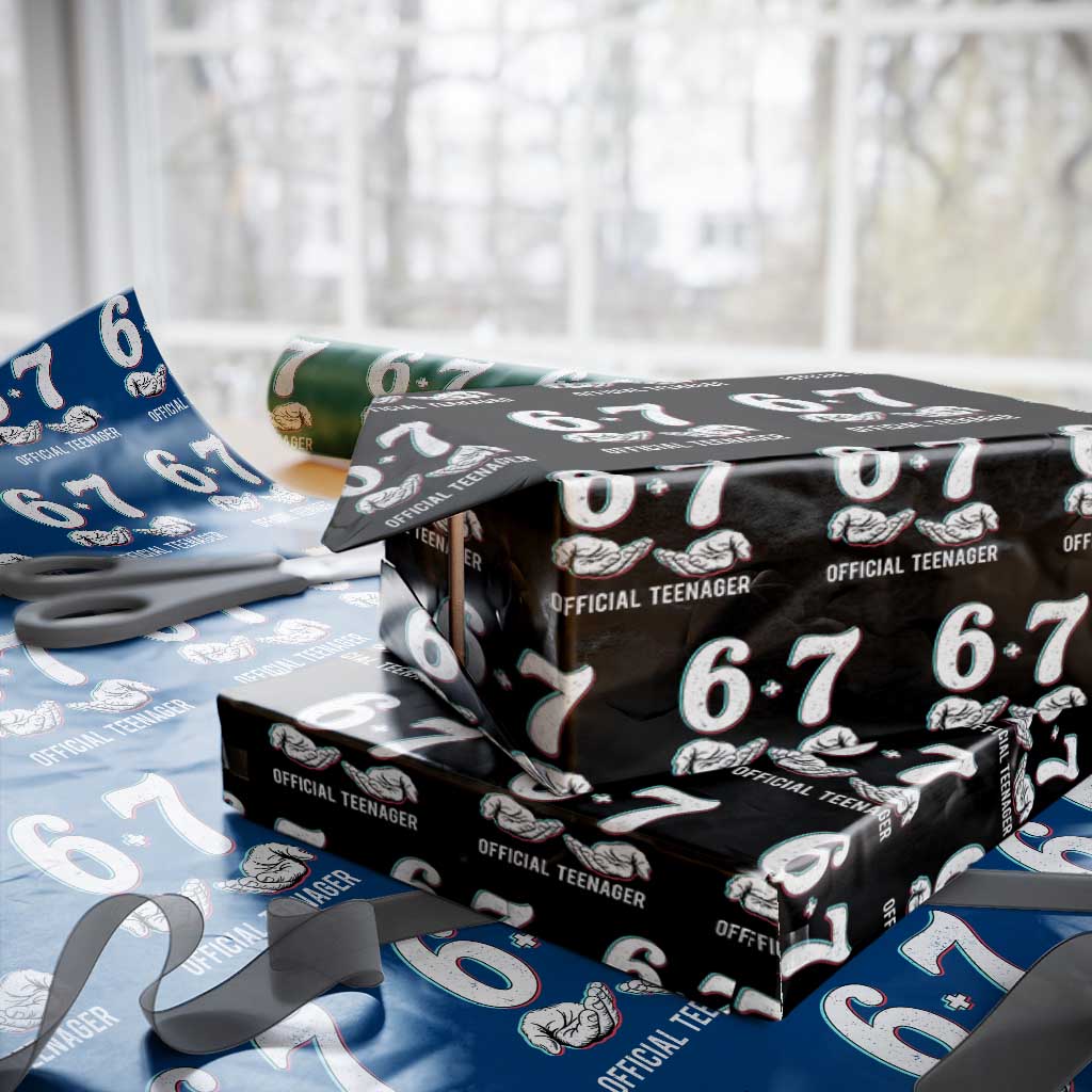 Funny 67 13th Birthday Wrapping Paper Roll 6 7 Thirteen Year Old Official Teenager Hands TS11 Black Print Your Wear