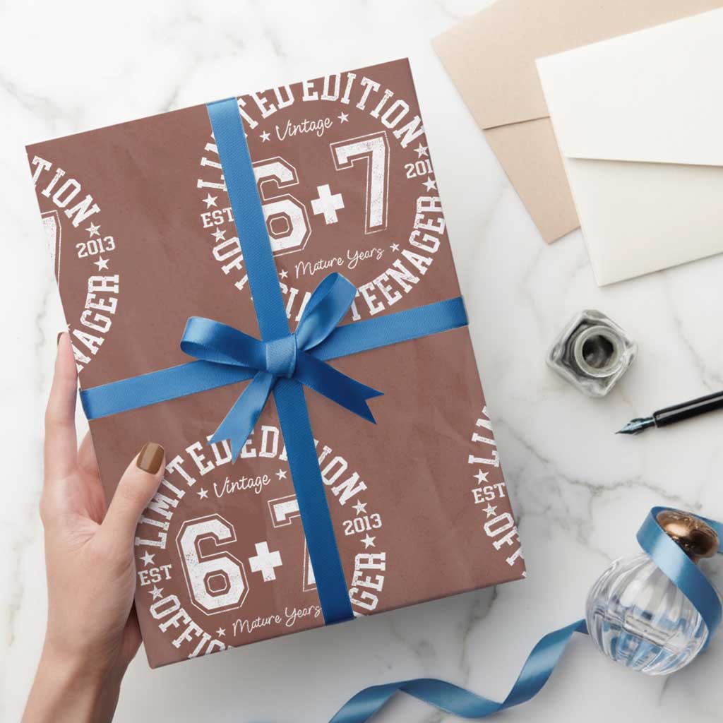 Funny 67 13th Birthday Wrapping Paper Roll Est 2013 Limited Edition Official Teenager TS11 Mocha Print Your Wear