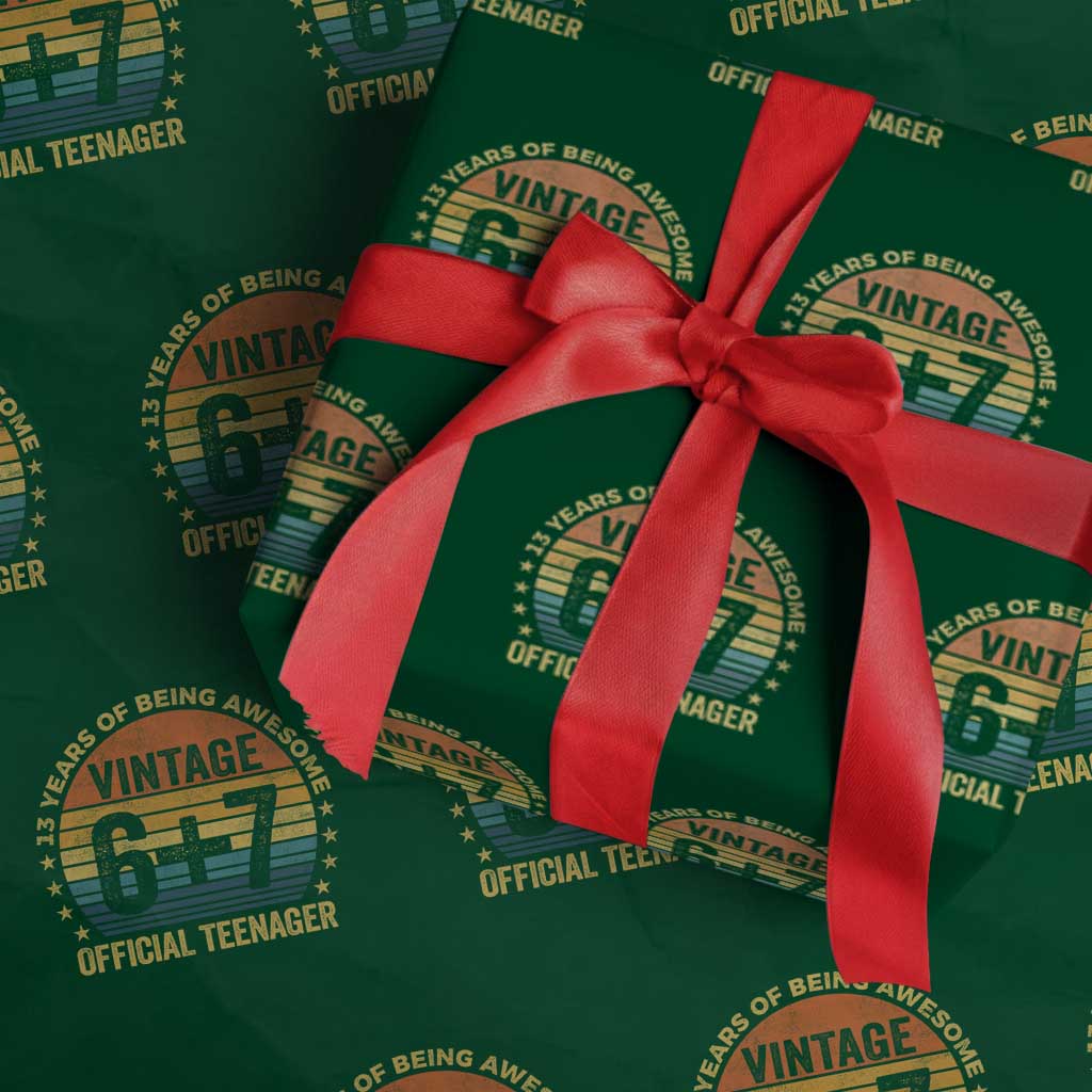 Funny 67 13th Birthday Wrapping Paper Roll Official Teenager 13 Years Of Being Awesome TS11 Green Print Your Wear
