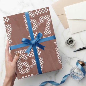 Funny 67 13th Birthday Wrapping Paper Roll Thirteen Official Teenager Six Seven Meme Groovy Checkered TS11 Mocha Print Your Wear