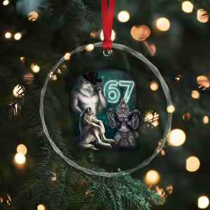 Funny 67 Alpha Wolf Crystal Glass Ornament Cringe Werewolf Howling Six Seven Meme TS11 Print Your Wear