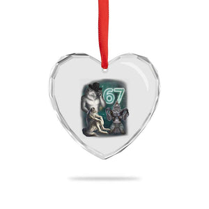 Funny 67 Alpha Wolf Heart Crystal Glass Ornament Cringe Werewolf Howling Six Seven Meme TS11 Print Your Wear