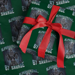 Funny 67 Alpha Wolf Wrapping Paper Roll Alpha Loading 67 Savage Six Seven Gen Z Meme TS11 Green Print Your Wear
