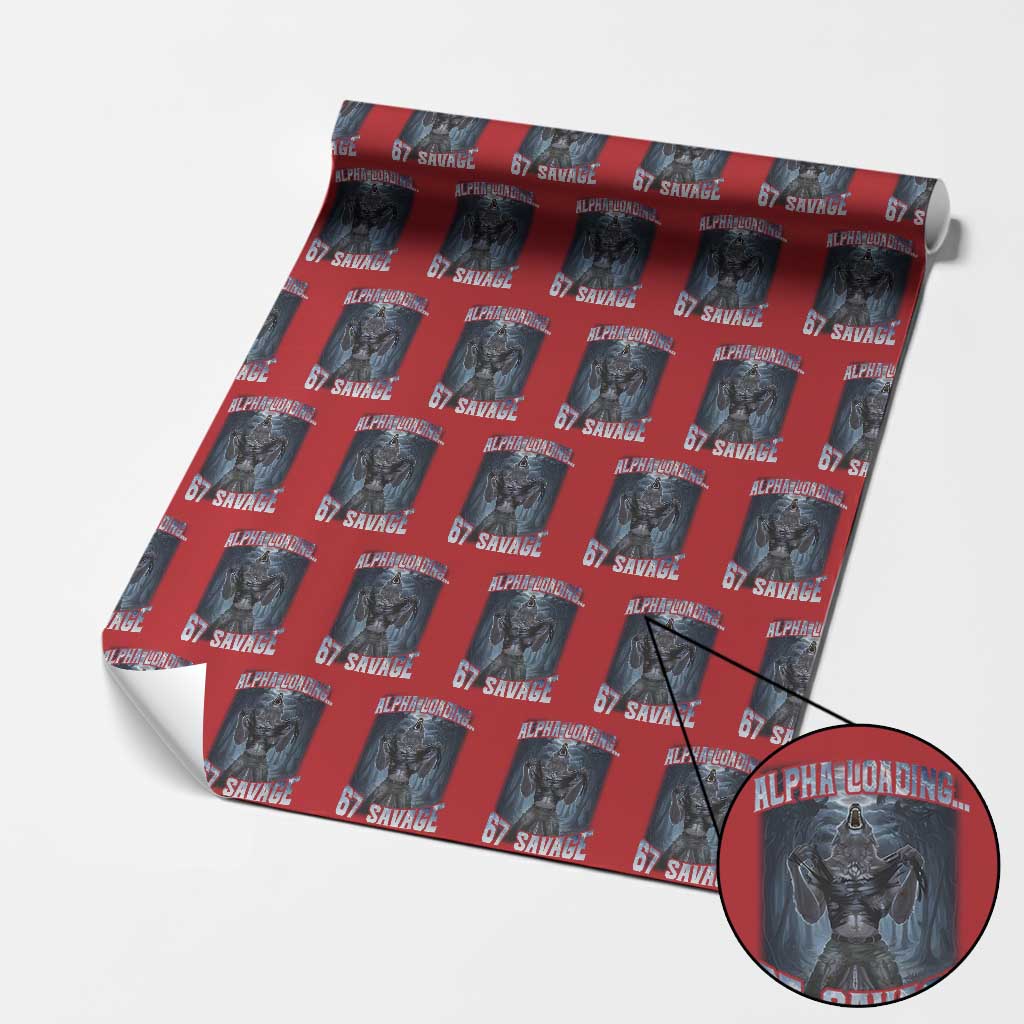 Funny 67 Alpha Wolf Wrapping Paper Roll Alpha Loading 67 Savage Six Seven Gen Z Meme TS11 Red Print Your Wear