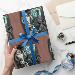 Funny 67 Alpha Wolf Wrapping Paper Roll Cringe Werewolf Howling Six Seven Meme TS11 Mocha Print Your Wear