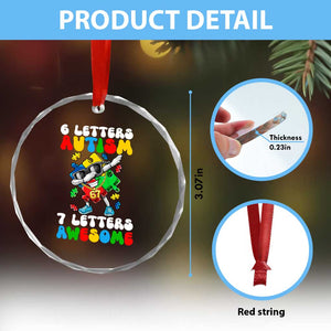 Funny 67 Autism Awareness Crystal Glass Ornament 6 Letters Autism 7 Letters Awesome Dabbing Puzzle TS11 Print Your Wear