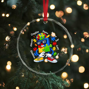 Funny 67 Autism Awareness Crystal Glass Ornament Six Seven Puzzle Meme Creative Brilliant Hope Love Kindness TS11 Print Your Wear